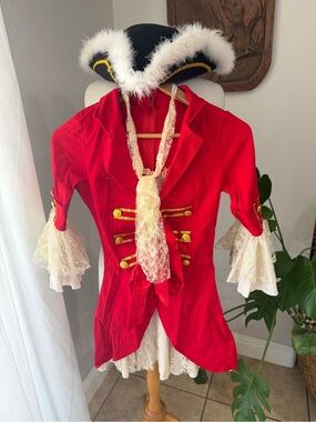 Leg Avenue Women’s Small Pirate Captain Costume Red Gold Lace Hat Halloween